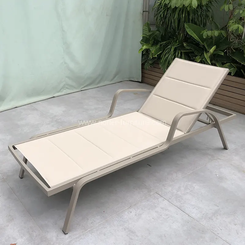 Odolný venkovní hliníkový textilene sluneční Lounger
