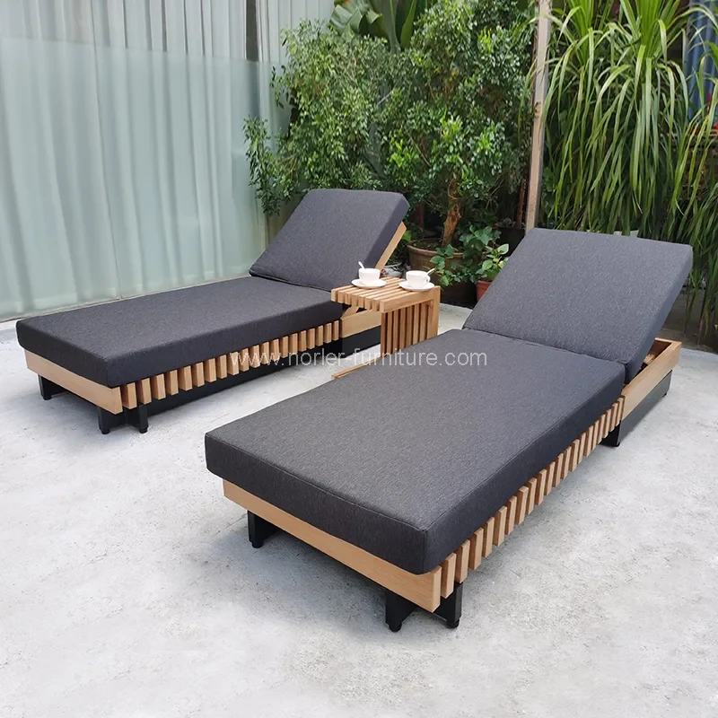 Zahradní venkovní teakové dřevěné rám slunce Lounger