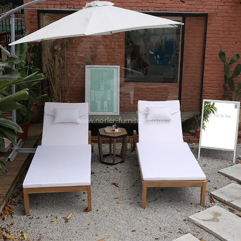 Špičkové venkovní teakové dřevěné slunce Lounger