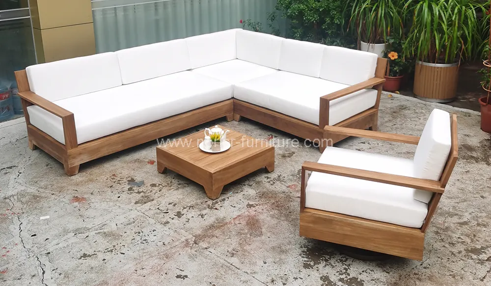 Outdoor Teak Wood Frame Sofa Rock Chair