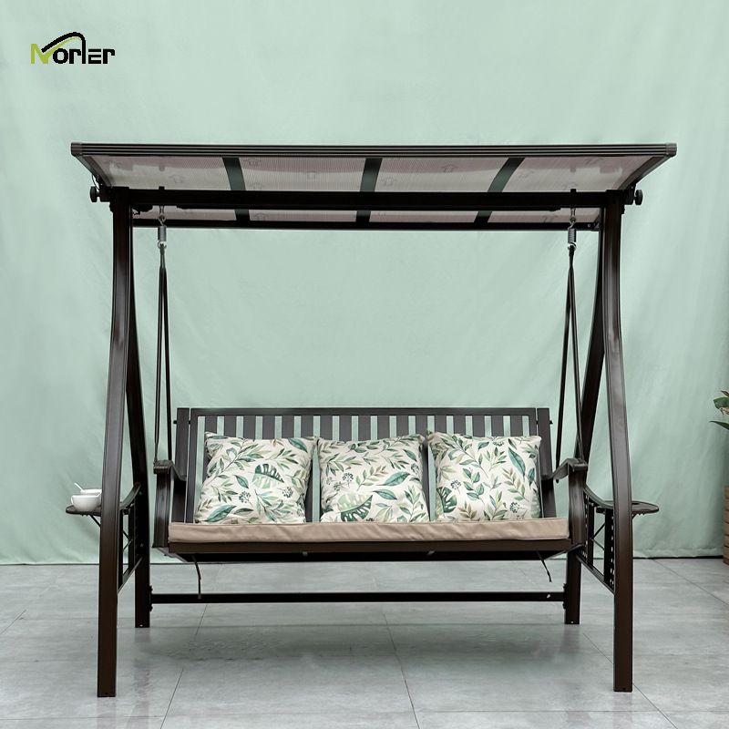outdoor aluminum swing with solar light