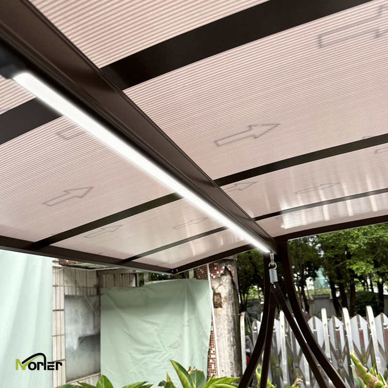 outdoor aluminum swing with solar light