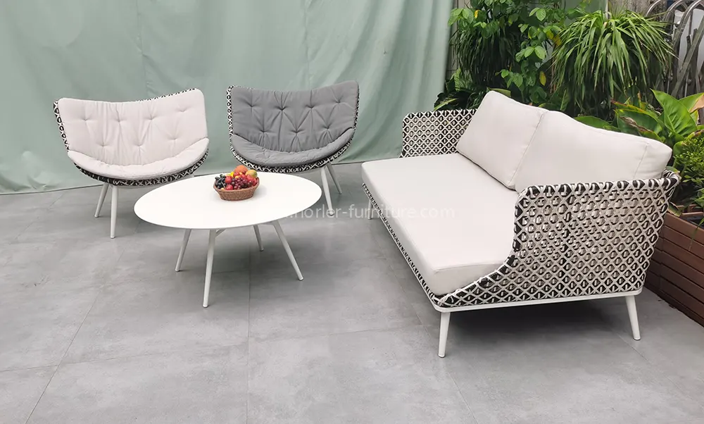 Durable Aluminum Alloy Powder Coated Frame PE Rattan Sofa