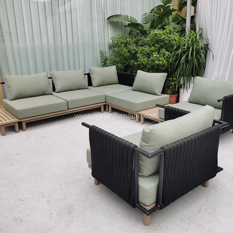 Moderní design venkovní hliníkové rámové lano tkaní pohovky