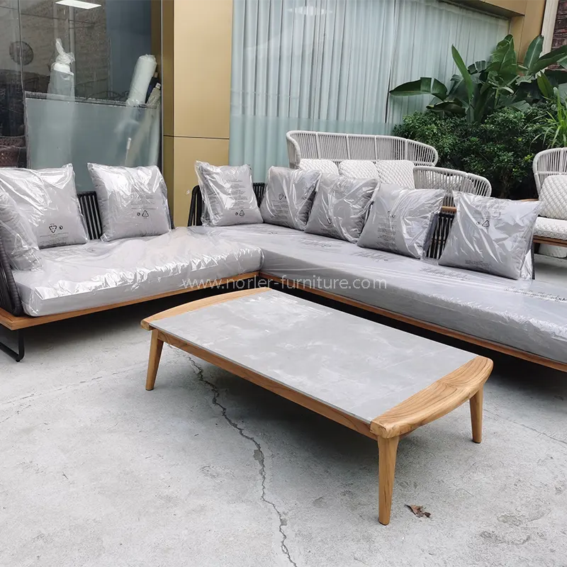 Moderní hliníkový rám ve tvaru písmene L venkovní sedadlo ve venkovní pohovce sedadla