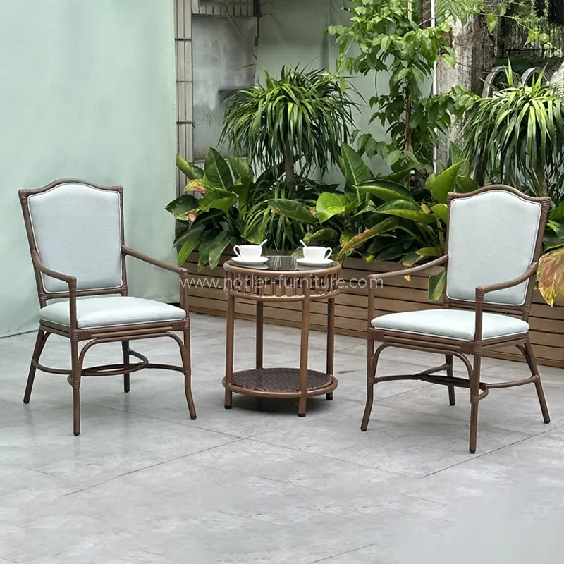Venkovní hliníková dřevěná obilí PE Rattan Balkon